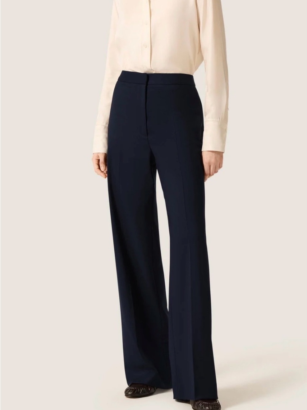 Frame Denim Women's Wide-Leg Trousers in Navy